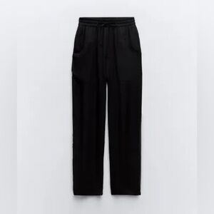 Zara black drawstring lightweight semi transparent pants